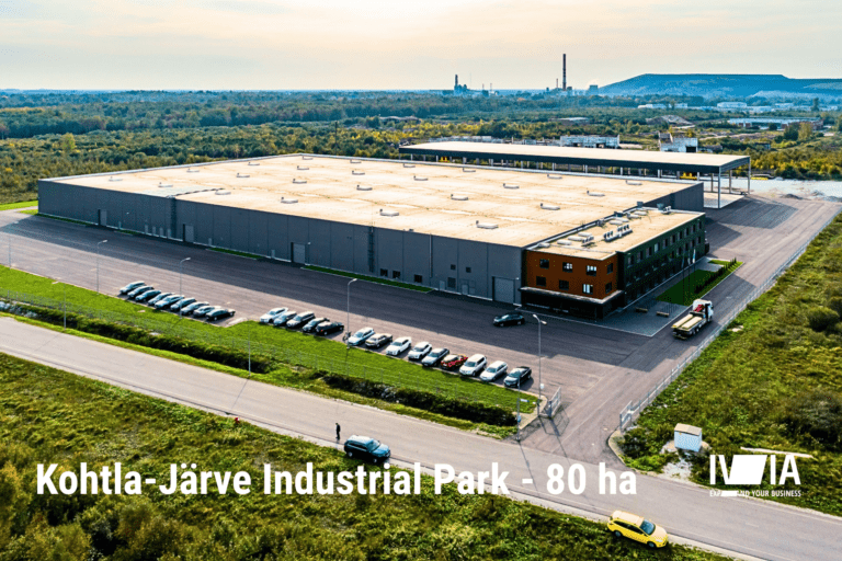IVIA Industrial Park in Kohtla-Järve with Freen OÜ facility in the foreground and the VKG industrial buildings in the background; photo by Petr Aleksandrov.